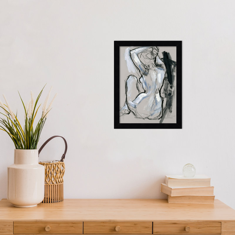 Onyx Gestures I by Wood Framed Wall Art Print, Black, 13" H x 10" W