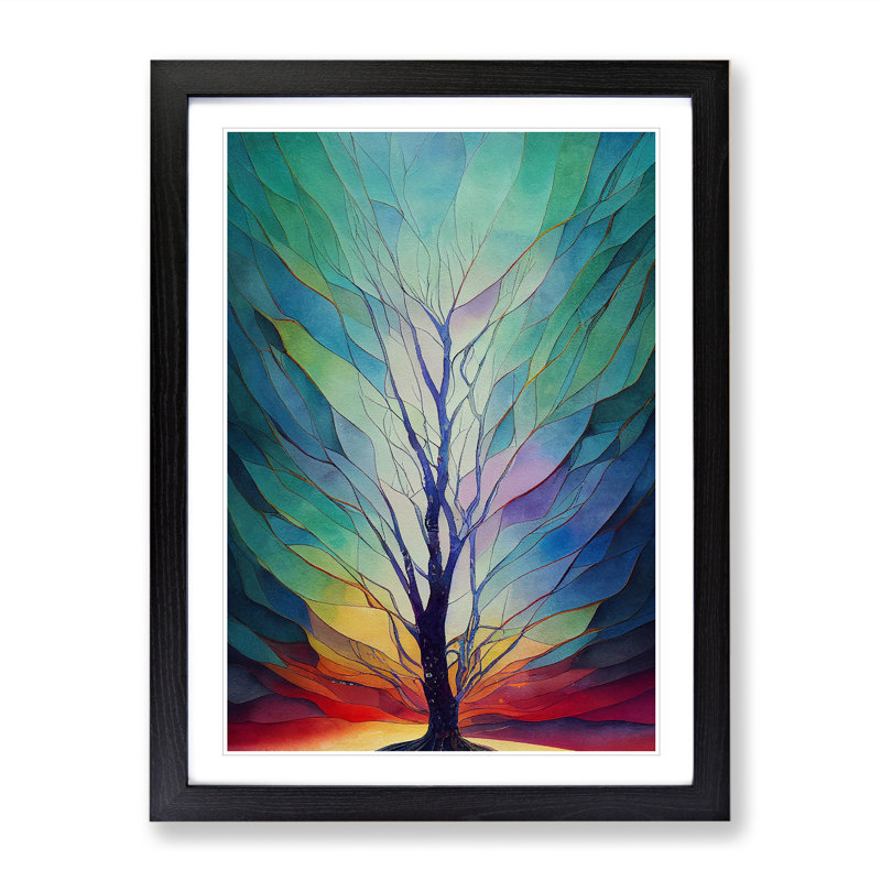 XV1022-4282X Sublime Tree No.2 Abstract - Print, White, 66cm H x 48cm W, Black Framed Paper