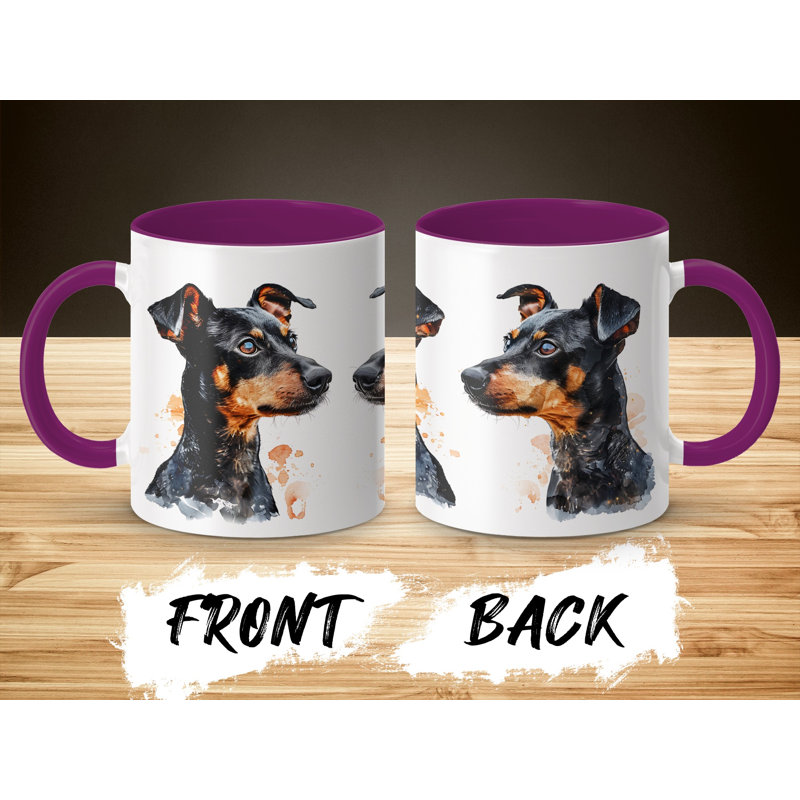 Manchester Terrier Puppy Art Three Views 11oz Coffee Mug, Purple, 4