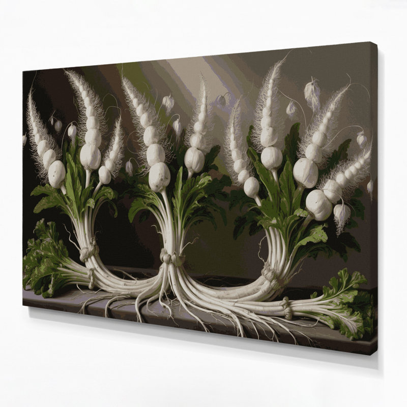 Art mural sur toile légumes salsifis brun, H 12 po x l 18 po