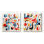Minimalisme bleu et rouge Form I - ensemble de 2 décorations murales abstraites en métal-803380304