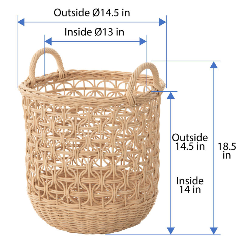Laundry Basket with Handles, 18" H x 14.5" W x 14.5" D