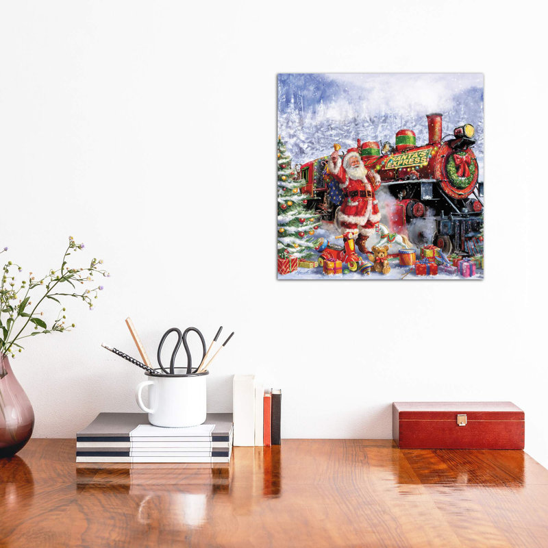 Santa And Red Train by Marcello Corti - Wrapped Canvas Print, 45.72 cm H x 45.72 cm W x 1.91 cm D
