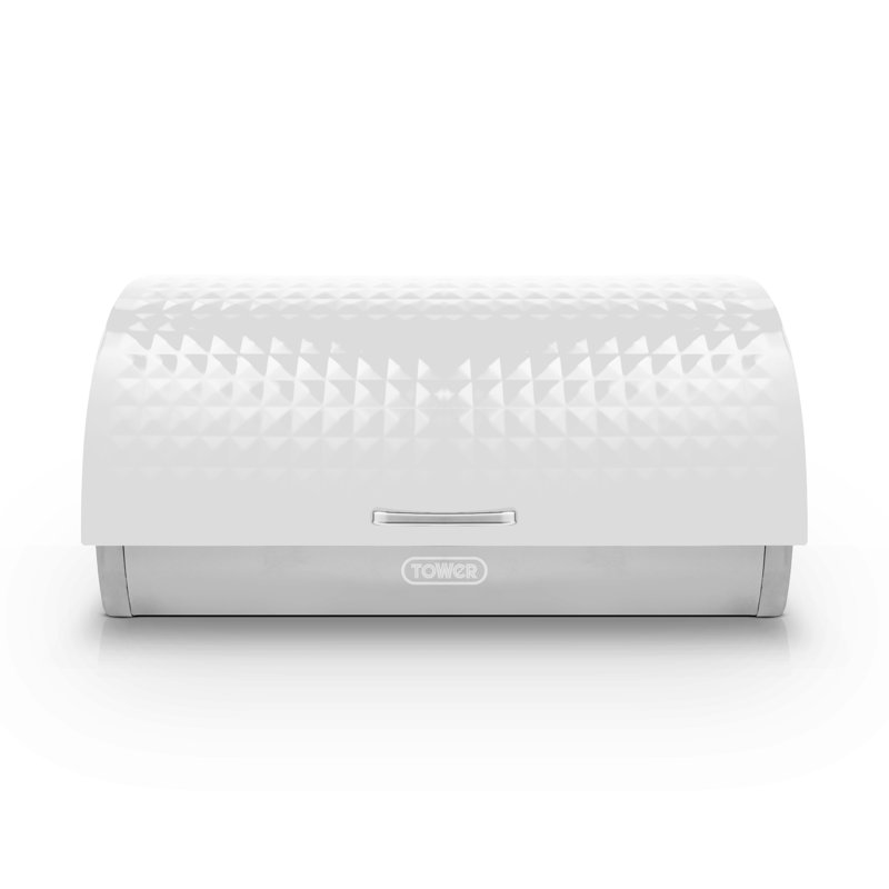 Tower Solitaire Roll Top Bread Bin, Stainless Steel, White
