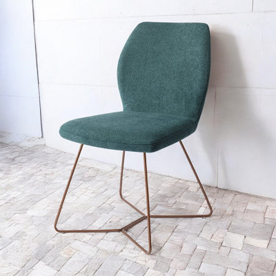 Dekeisha Polyester Upholstered Metal Side Chair in Grey
