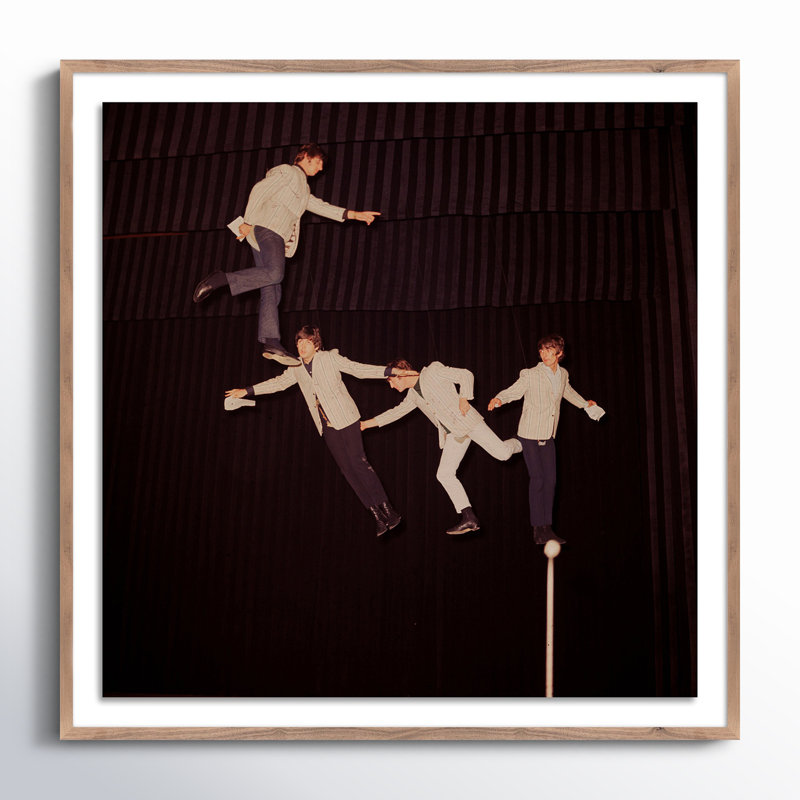 The Beatles Rehearse Print by Getty Images, Rustic Walnut Framed, 48" H x 48" W