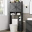 Armoire de rangement au-dessus de la toilette avec 2 portes de grange et porte-papier hygiénique, économiseur d'espace autoportant pour la salle de bain