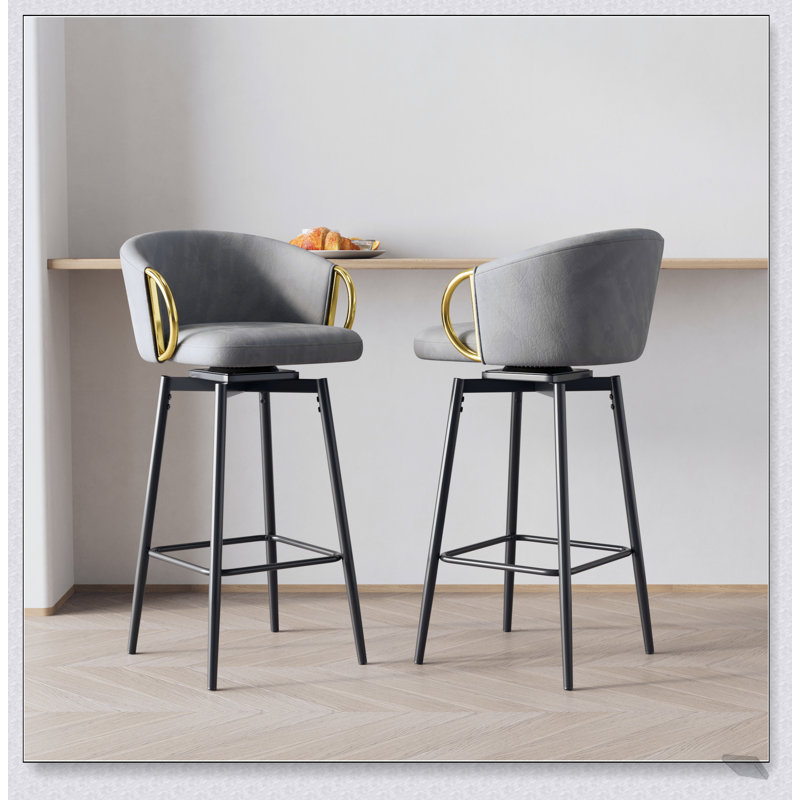 Ensemble de 2 chaises de bar pivotantes modernes de 30 pouces, 2 tabourets hauts rembourrés en velours pour les bars et les restaurants