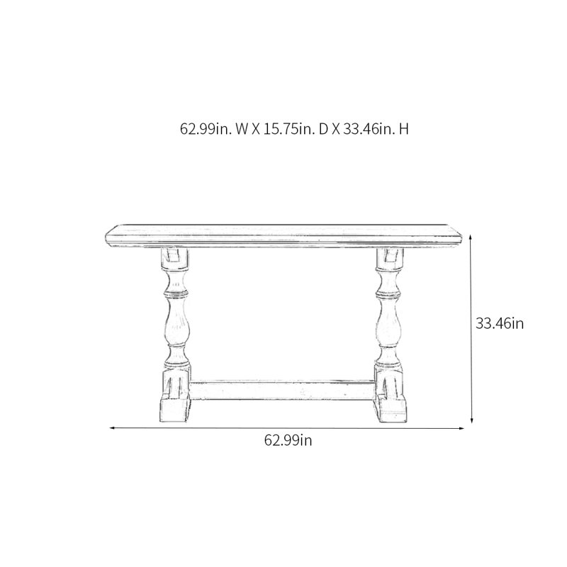 Console de style rétro rétro, H 33,46 po x l 62,99 po x P 15,75 po