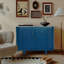 Armoire de rangement ovale 47 po avec 4 portes, armoire buffet avec rangement, armoire de rangement d'appoint cannelée à bord arrondi, porte coulissante, crédence autoportante, console pour salon, cuisine