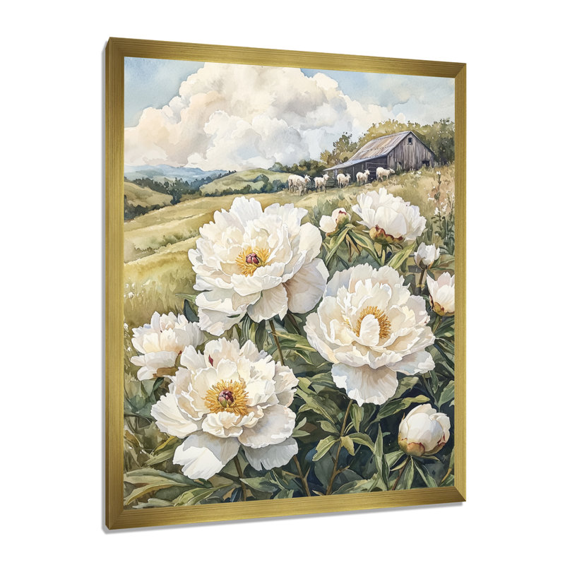 Bateson - impression sur toile florale, H 20 po x l 12 po, Reproduction encadrée d'une seule photo, Doré
