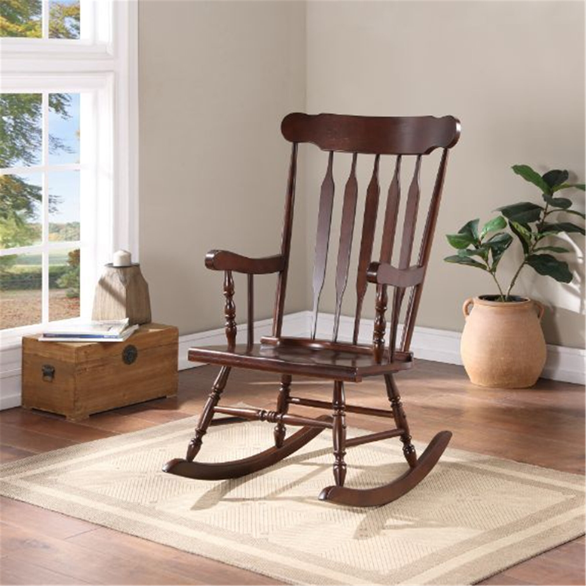 Lark Manor Advita Solid Wood Rocking Chair & Reviews | Wayfair