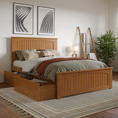 Kindig Solid Wood Coastal Cottage Platform Bed with Matching Footboard and Storage Drawers