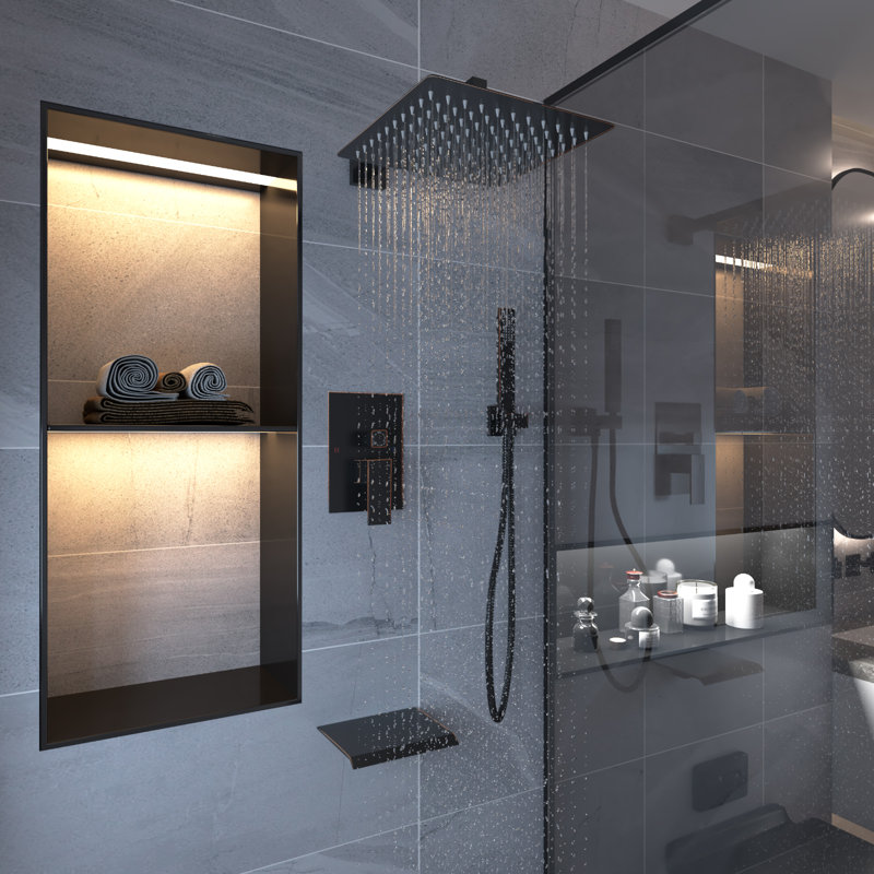 3-Spray Patterns With 2.5 GPM 10 In. Showerhead Wall Mounted Dual Shower Heads With Valve, Oil Rubbed Bronze