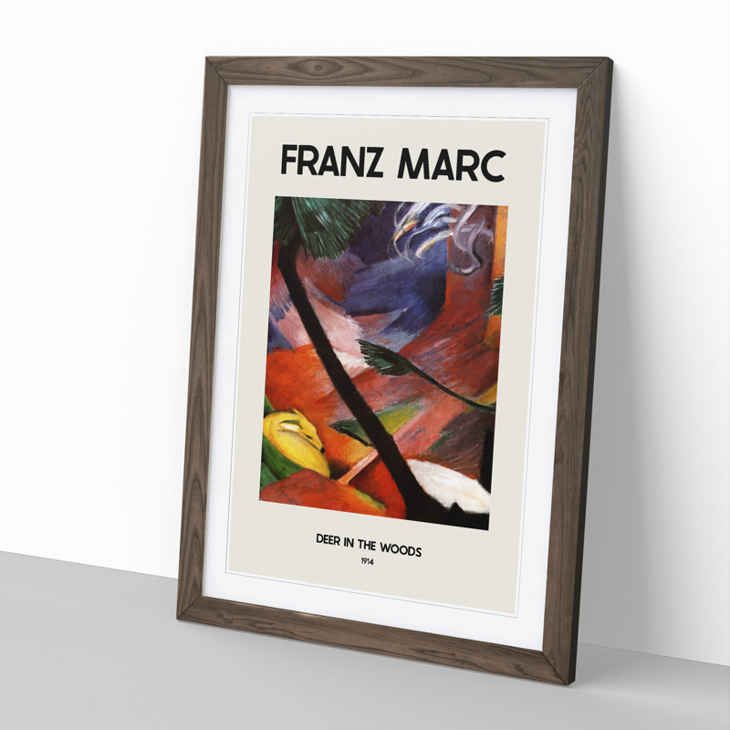 Sleeping Deer in the Forest - Picture Frame Painting, Walnut, 36cm H x 27cm W x 2cm D