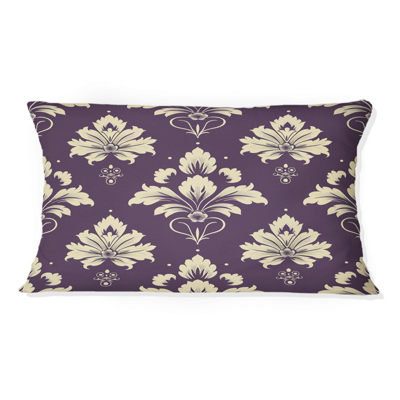 Coussin lombaire mauve beige damassé Elegance III