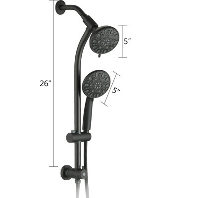 Dual Shower Head System With Rod And Adjustable Spray - 5-inch Abs Showerhead Slide