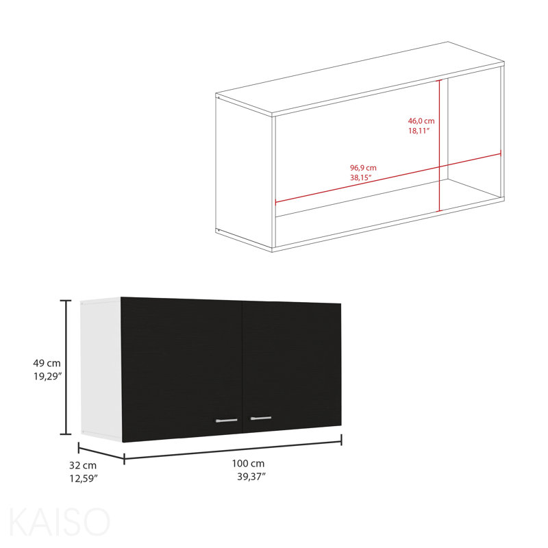 Armoire murale, deux tablettes, porte double, Multi