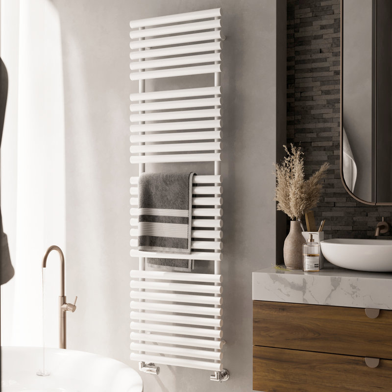 Rolo Towel Heated Towel Rail, White, 180cm H  x 52cm W x 12.7cm D