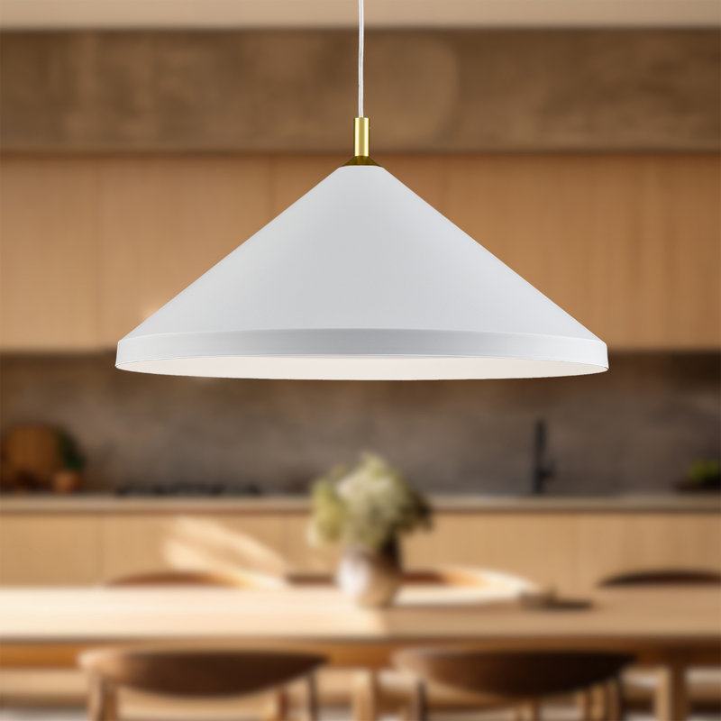 1 - Light Single Pendant, White/Gold, 13" H x 26" W x 26" D