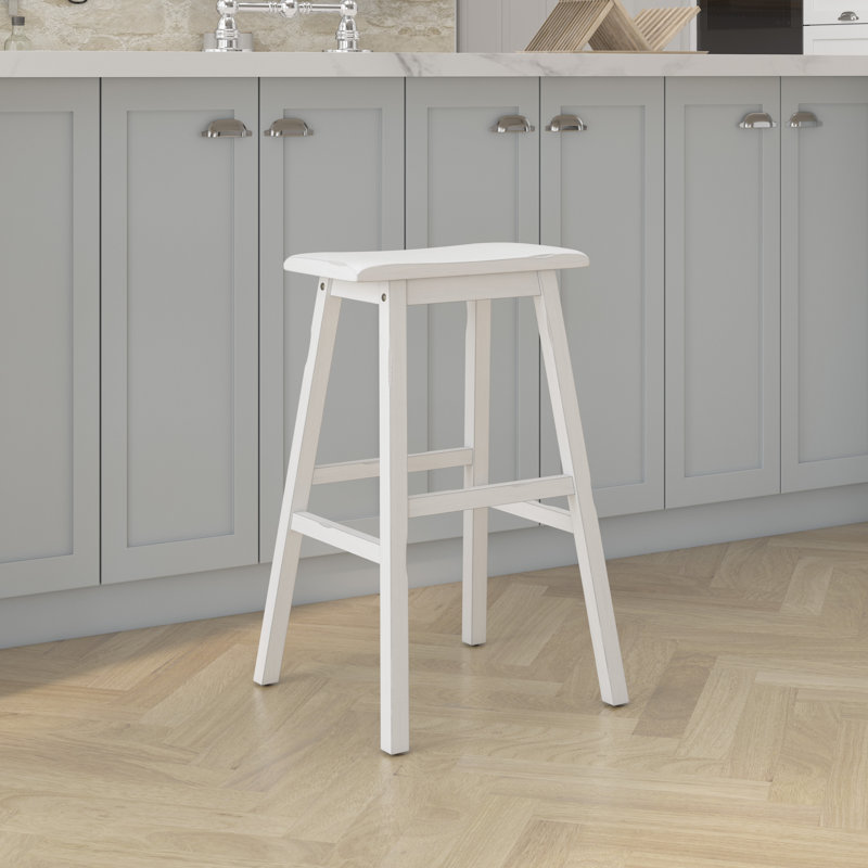 Avarey Upholstered Counter Stool, White, Bar Stool (30" Seat Height)