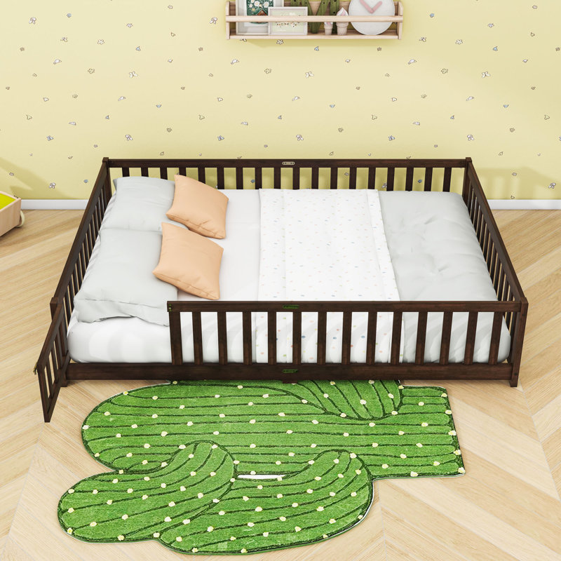Queen Wood Floor Bed With Fence