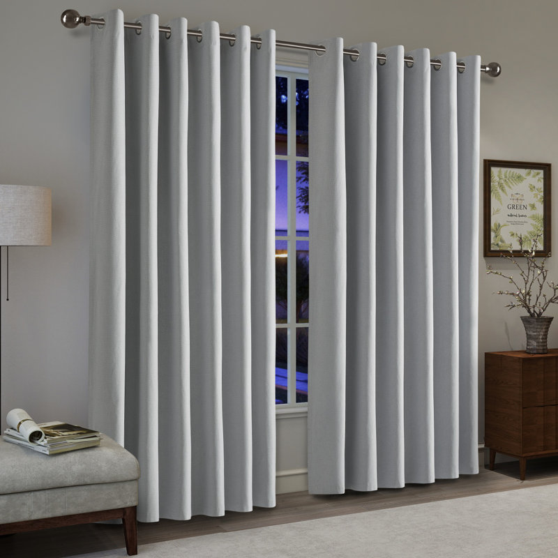 High Quality 100% Linen Blackout Eyelet Ready Made Curtain, 228cm Width x 228cm Drop, Silver