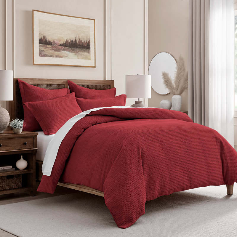 Cloud Waffle Red Full/Queen Comforter Set, Full Comforter