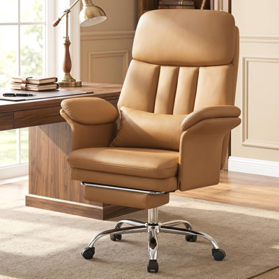 Fauteuil de direction ergonomique en similicuir avec repose-pieds et accoudoirs à double épaisseur