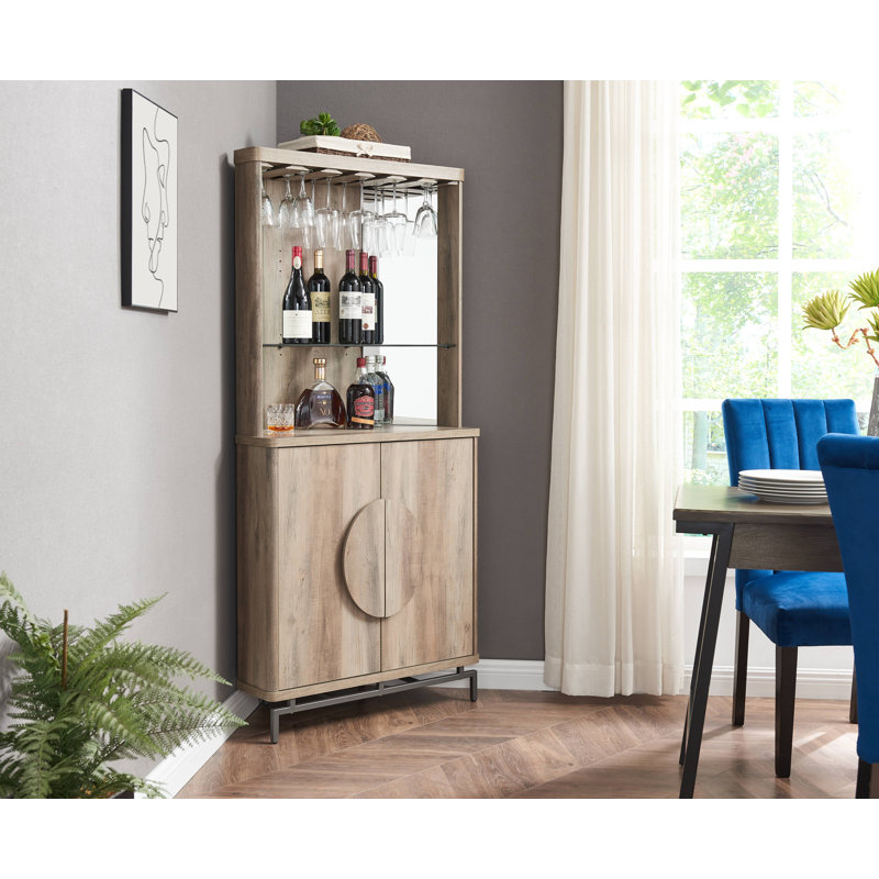 Armoire de bar d'angle, Gris délavé
