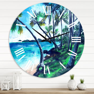 Tropical Beach In Summer Paradise - Horloge murale nautique et côtière