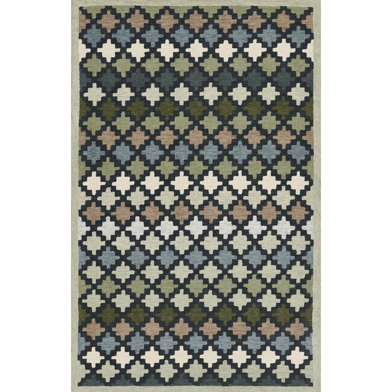 Abbott Erin Gates by Momeni Abbot Hand Tufted Wool Geometric Blue Area Rug, Rectangle 8' x 10'