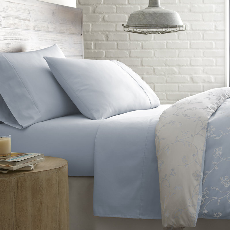Briteyarn 300 Thread Count 100% Long staple Cotton Sateen Sheet Set Made in certified, Blue