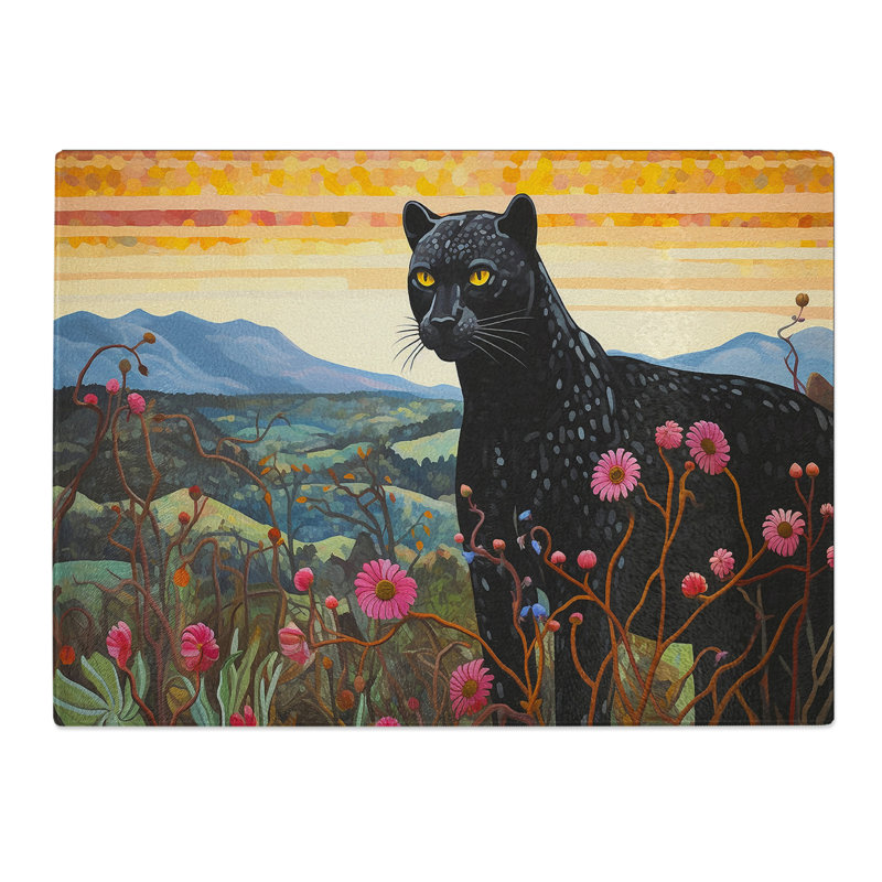 Panther Landscape  Glass Chopping Board