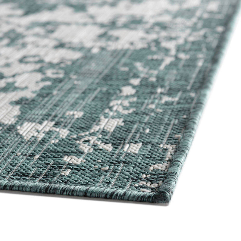 Power Loom Teal Indoor/Outdoor Rug, Rectangle 91 x 152cm