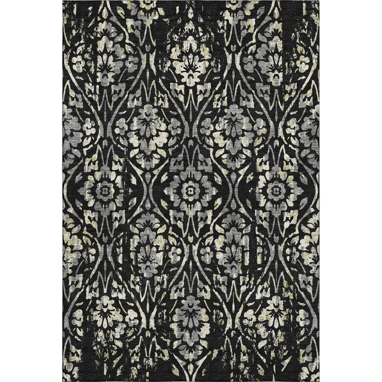 Premium Machine Washable Prisco Black Rug