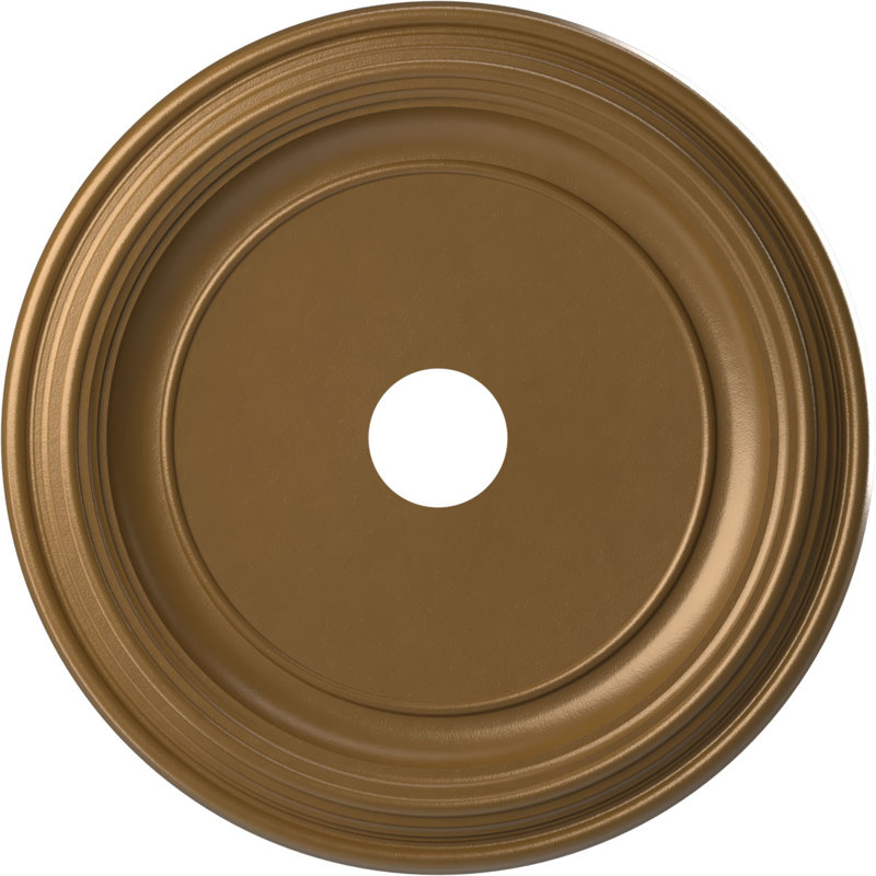 Traditional Traditional Thermoformed PVC Ceiling Medallion, 13" H x 13" W x 1.25" D, Metallic Gold Rush