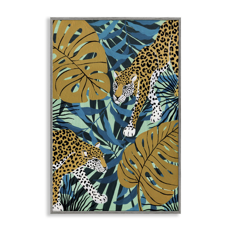 Guépard en feu avec feuilles, estampe numérique, design par Yvette St. Amant, Estampe numérique Farmhouse, H 30 po x l 20 po
