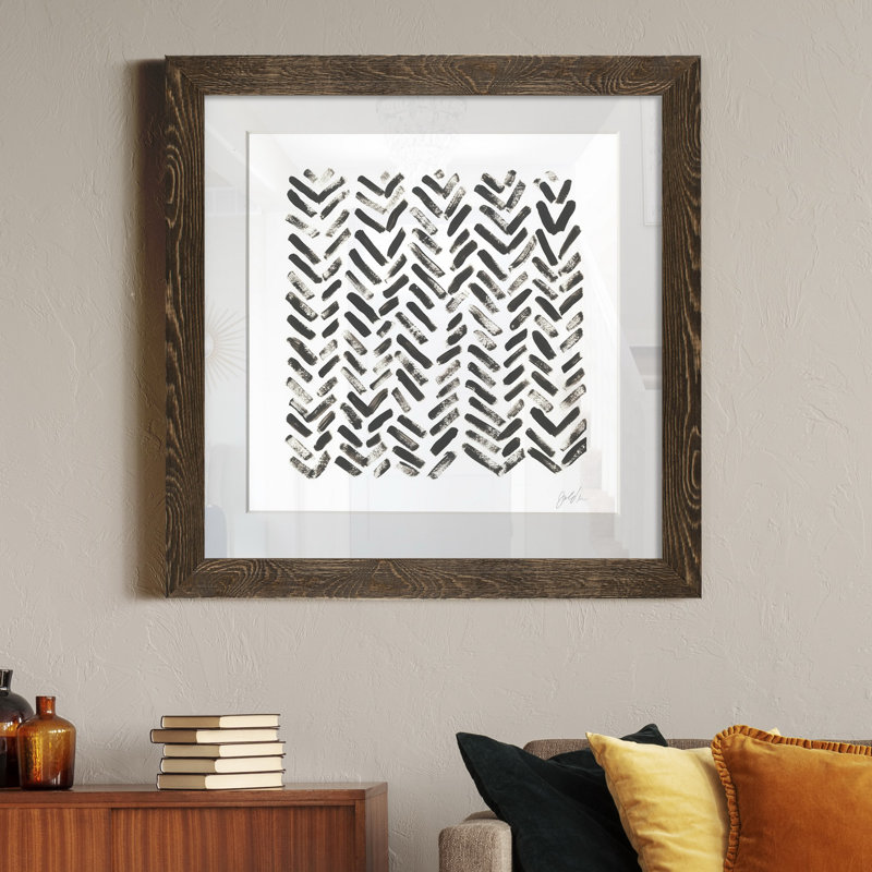 Mixed signaux VII-reproduction d’art sur papier encadrée, H 27,5 po x l 27,5 po x P 1,5 po, Cadre noyer