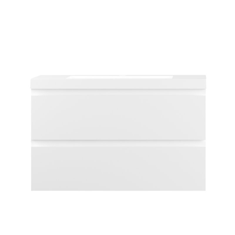Meuble-lavabo mural simple 35,5 po Carol-Ann, Blanc lustré, Blanc