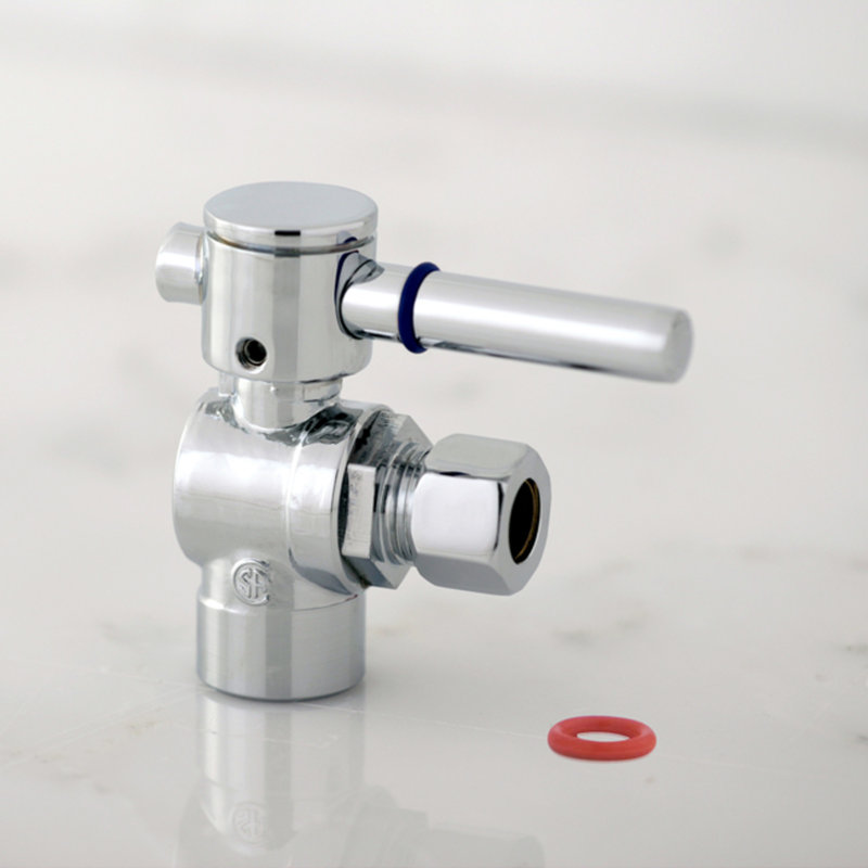 Kingston Brass Concord 1/2-Inch Sweat x 3/8-Inch OD Comp Quarter-Turn Angle Stop Valve, Polished Chrome