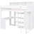 Twin Loft Bed With Measures And Multiple Storage, White Ample Storage Features-1583754960