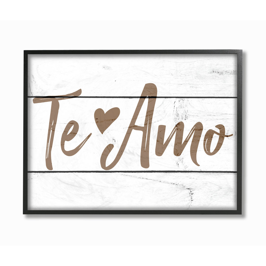 " Minimal Te Amo White Planked Spanish Typography " Winston Porter 
