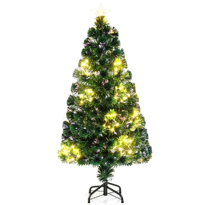 4 pi Arbre de Noël en fibre optique avec étoile lumineuse, 4'