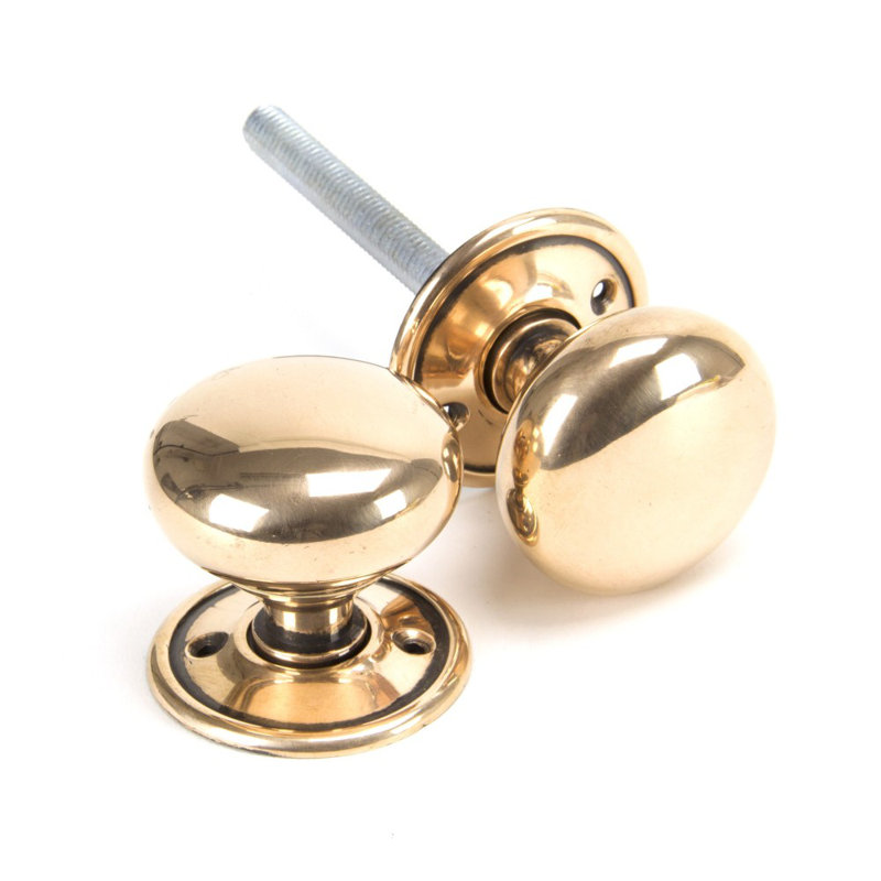 Mushroom Mortice/Rim Knob Set, Polished Bronze