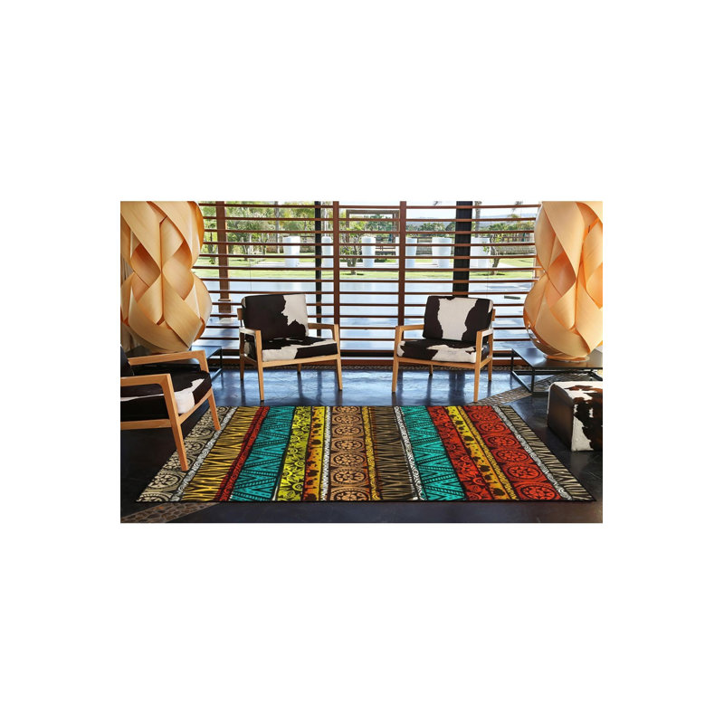 Tapis tissé à motif géométrique à motif géométrique en croix et tapis décoratif, Carré 3 pi 3 po