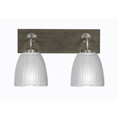 Oxbridge 2 Light Bath Bar - look Metal Finish With 5" Clear Ribbed Glass