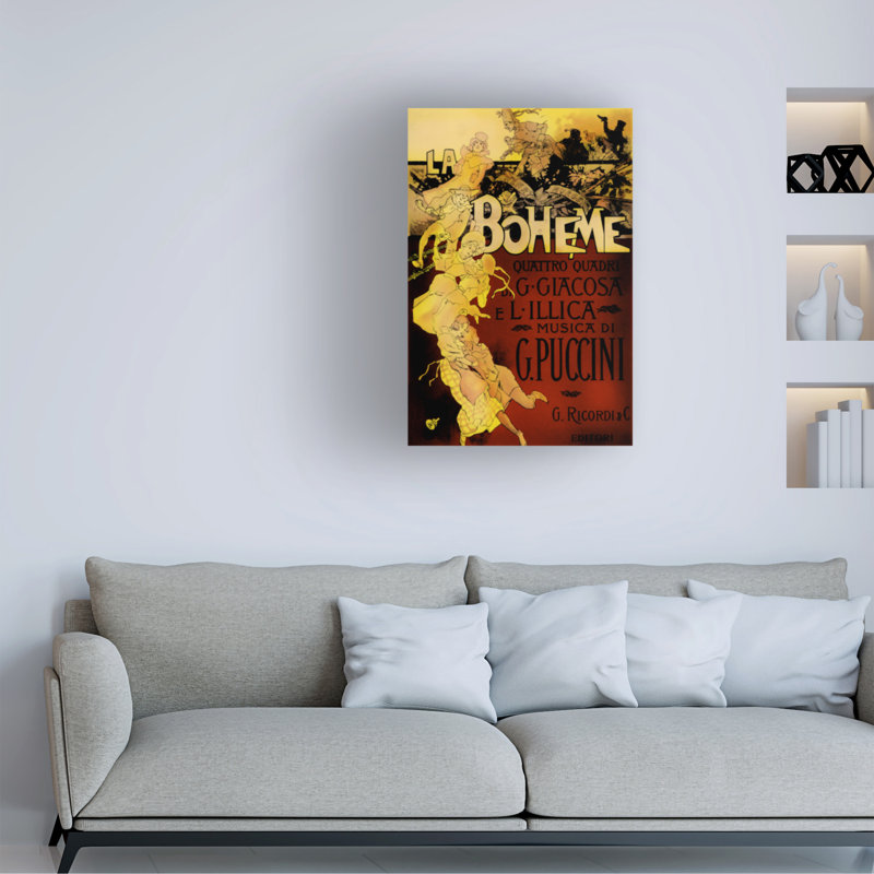 Adolfo Hohenstein Poster For La Boheme By Puccini Canvas Art, 32" H x 22" W