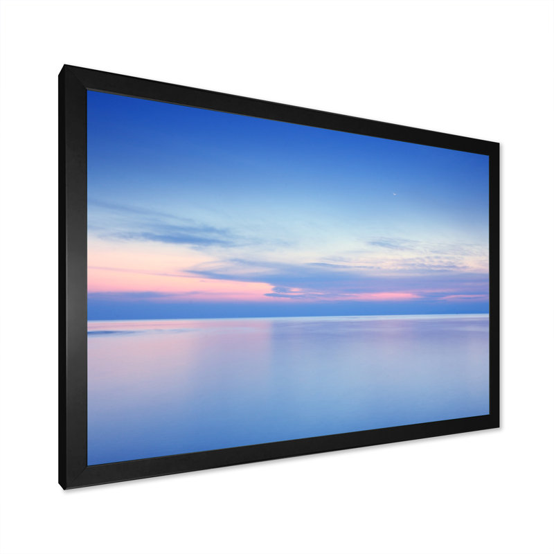«Beach Sunrise with Dramatic Sky II», peinture sur toile, H 8 po x l 12 po x P 1 po, Cadre d'angle fermé noir
