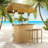 Hawaiian-style Bar Patio Set Included A Table With Canopy And Two High Stools